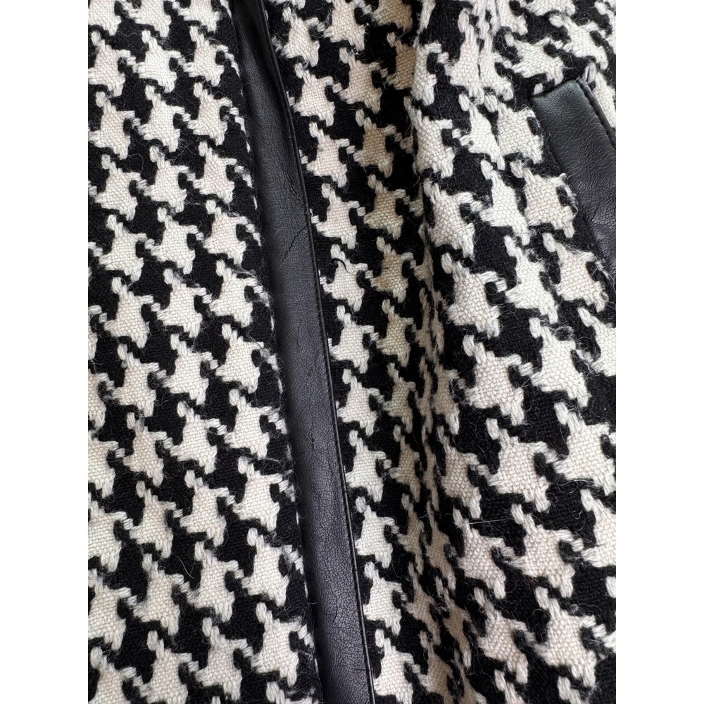 Calvin Klein Coat Womens 10 Black White Houndstooth Wool Tweed Zip Pockets - Picture 5 of 10